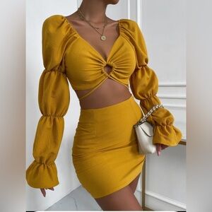 Mustard yellow skirt set